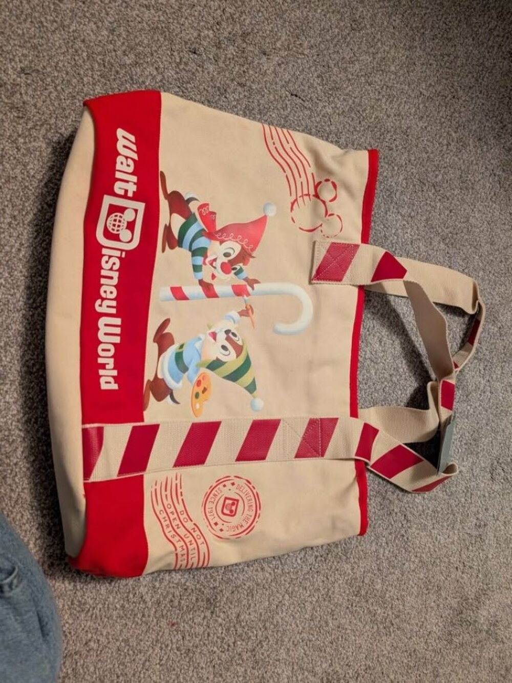 Walt Disney world Christmas chip dale tote bag